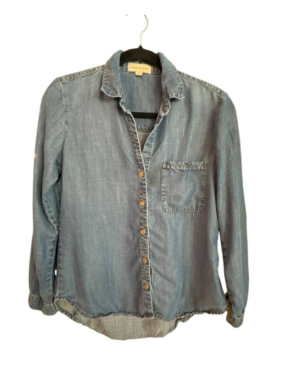Cloth & Stone Blue Tencel Denim Shirt XS Womens Soft Button Down Blouse Chambray